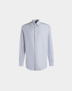 Regular Long Sleeve Shirt In Light Blue Cotton