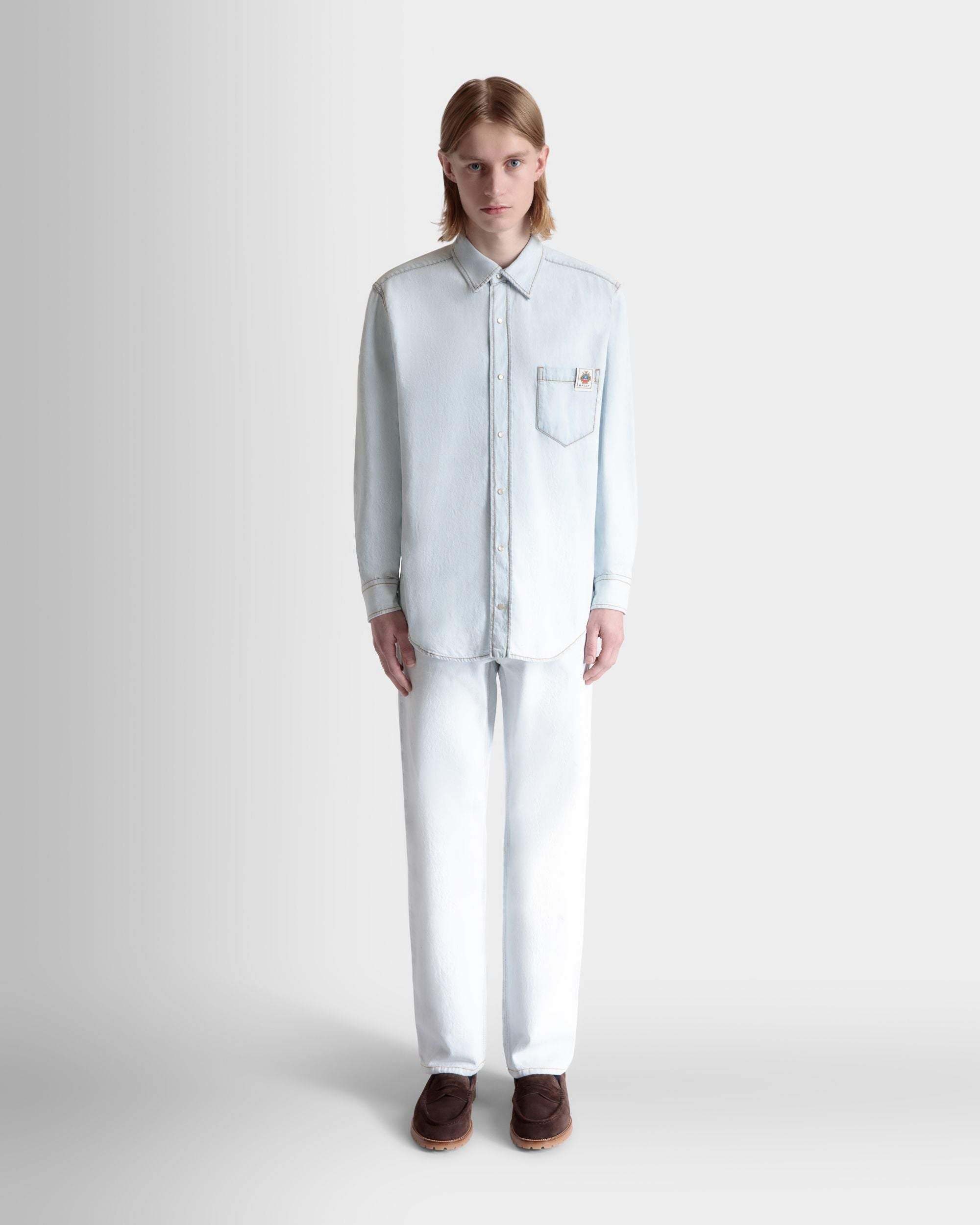 Bally Global - Camisa De Manga Larga De Algodón Light Blue - Azul