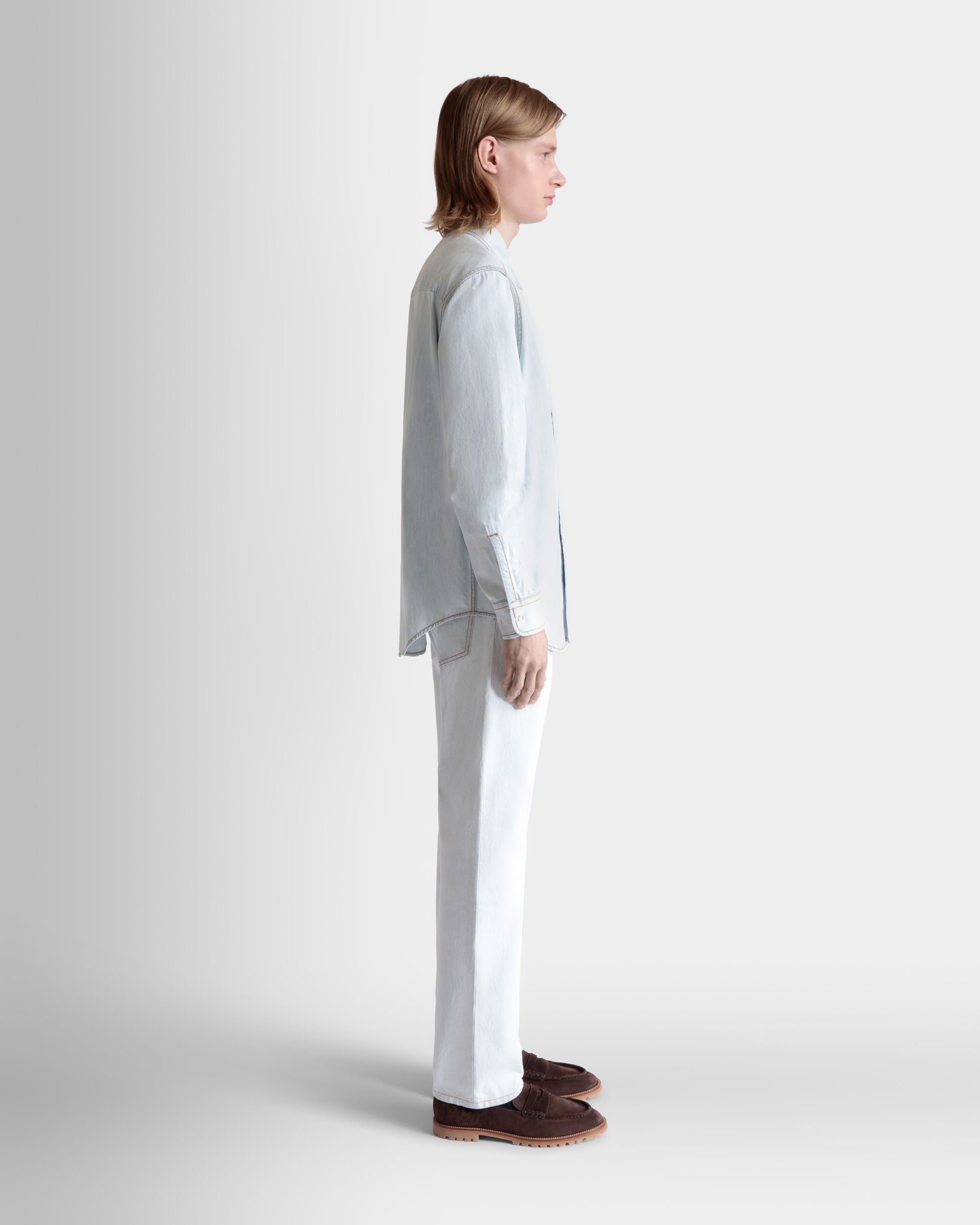 Bally Global - Camisa De Manga Larga De Algodón Light Blue - Azul