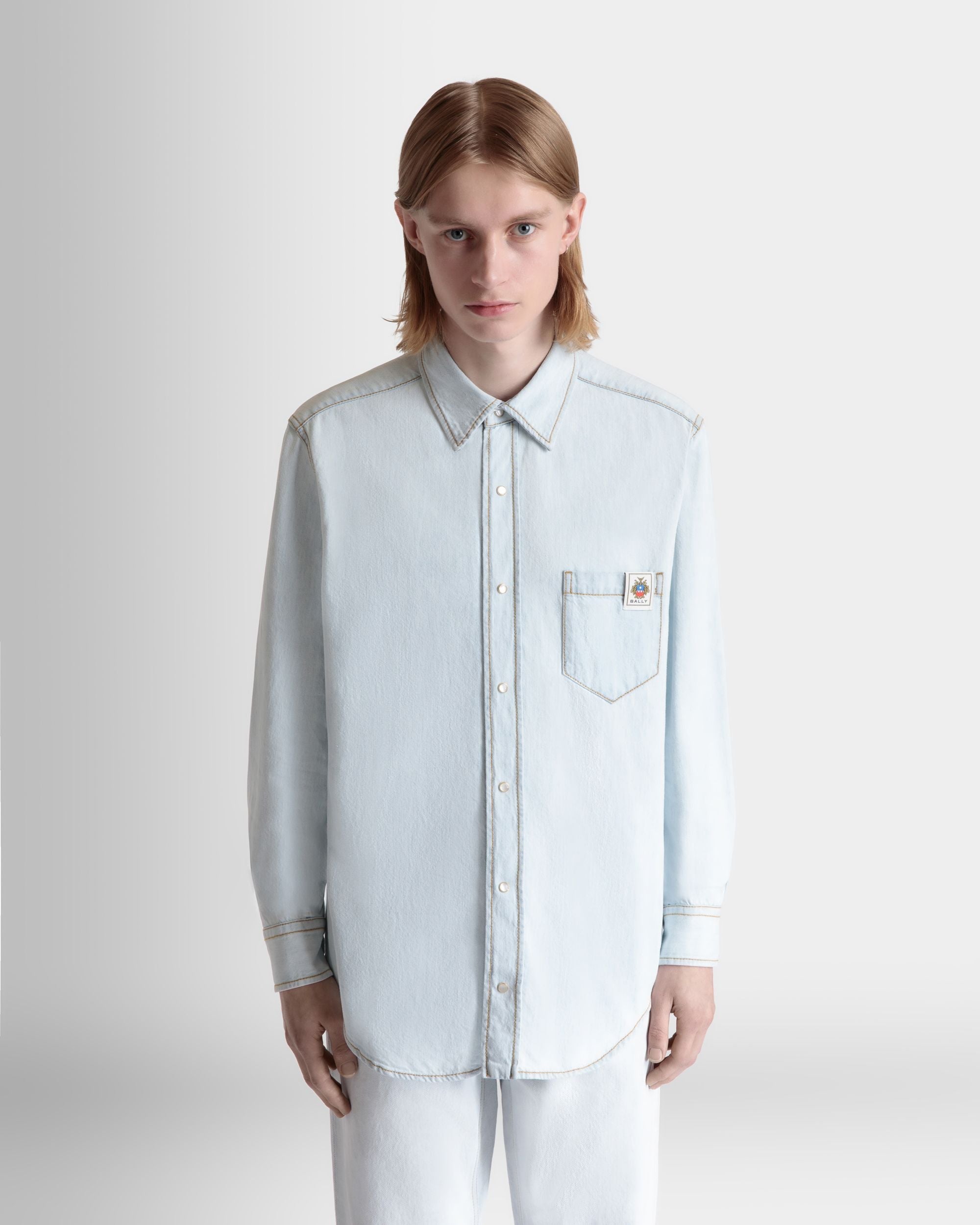 Bally Global - Camisa De Manga Larga De Algodón Light Blue - Azul