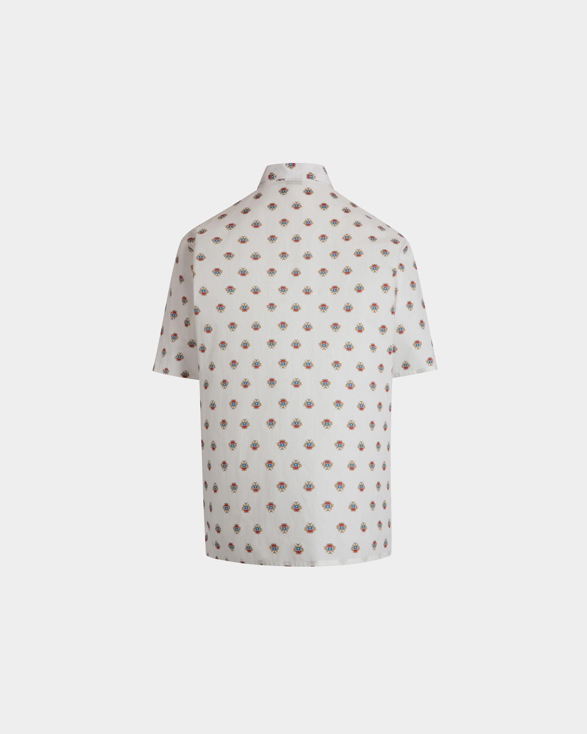 Bally Global - Camisa Bowling De Algodón Blanco Con Estampado Del Escudo Bally Crest All Over - Blanco