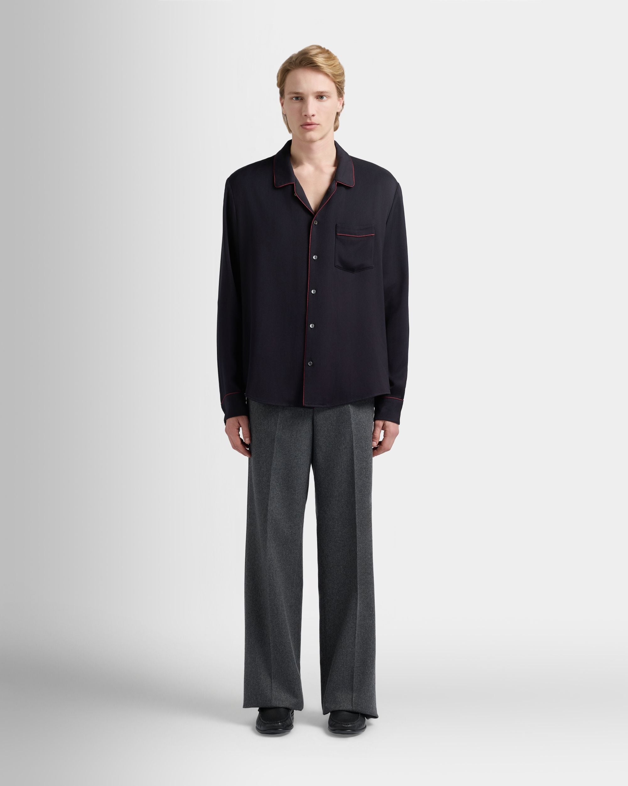 Bally Global - Christmas Capsule Shirt in Navy Blue Twill - Blue