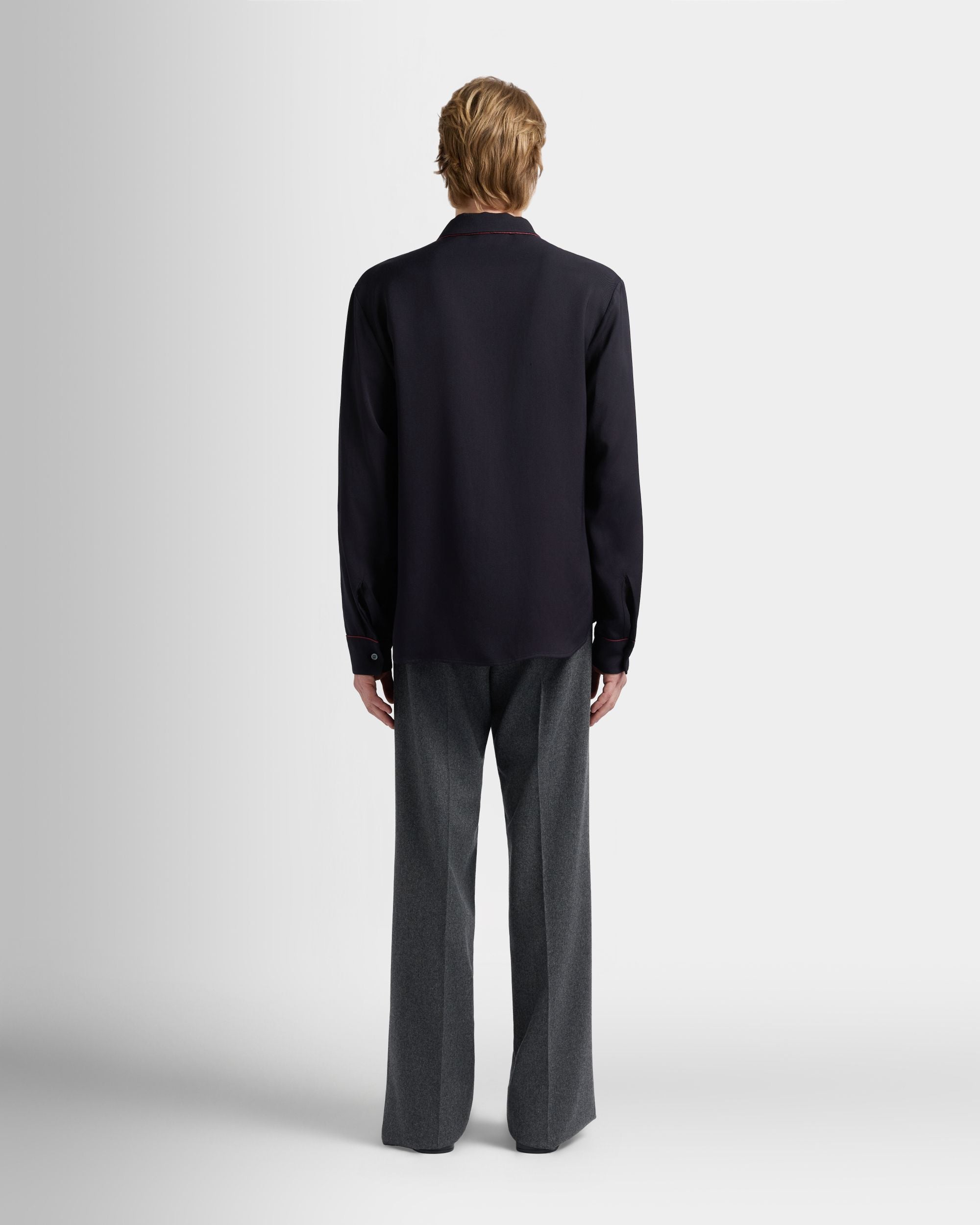 Bally Global - Christmas Capsule Shirt in Navy Blue Twill - Blue
