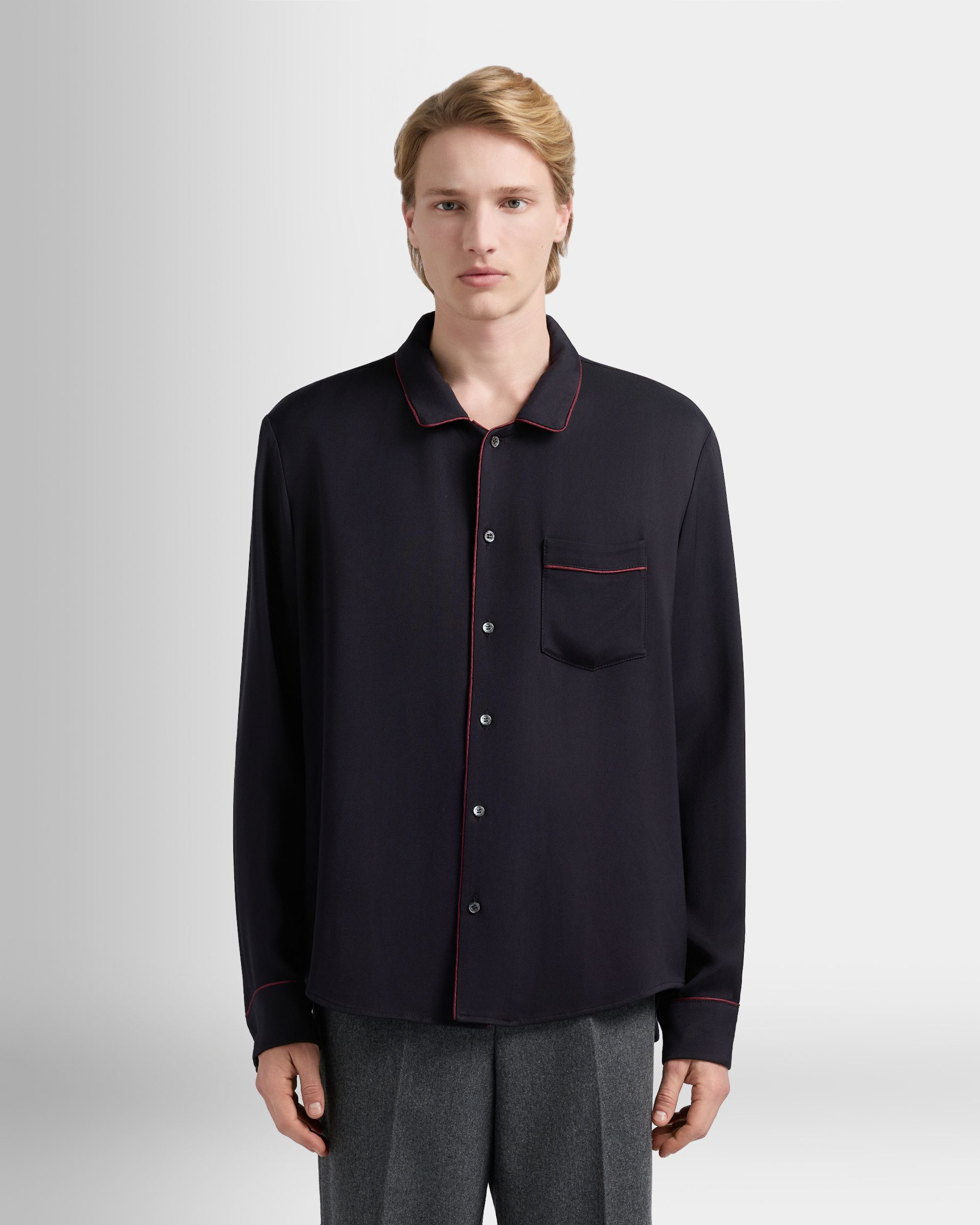 Bally Global - Christmas Capsule Shirt in Navy Blue Twill - Blue