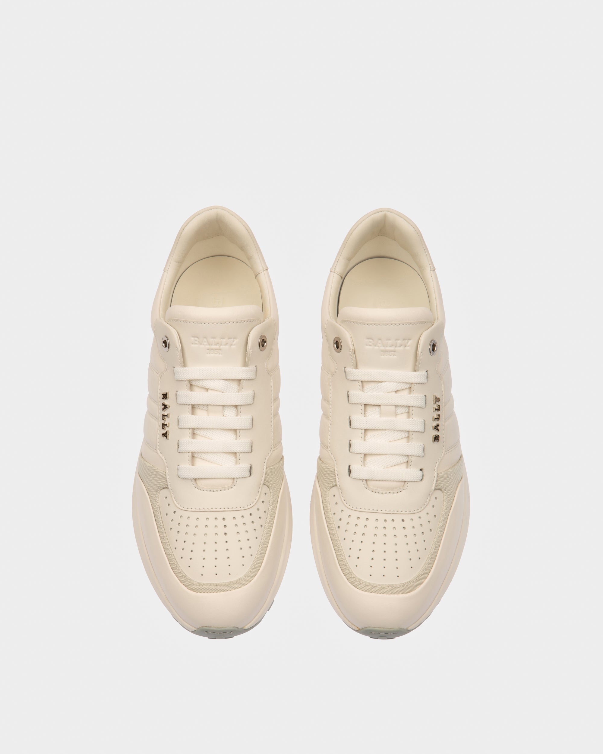 Bally Global - Dessye Leather And Fabric Sneakers In White And Bone - White