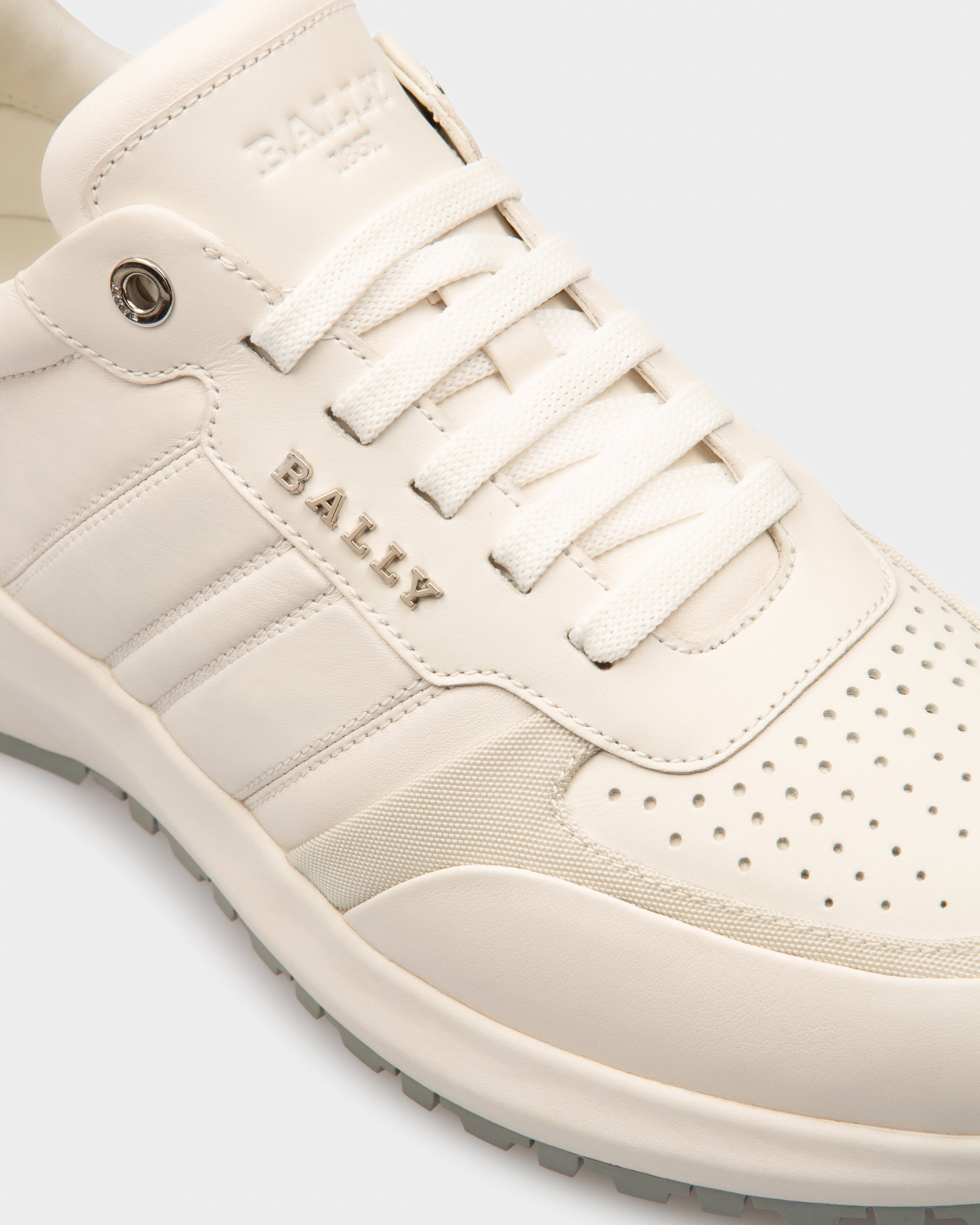 Bally Global - Dessye Leather And Fabric Sneakers In White And Bone - White