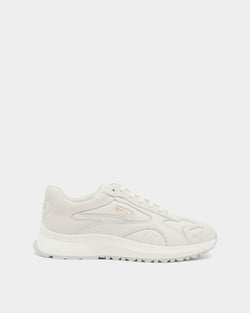 Outline Sneaker In White and Silver Leather