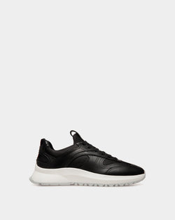 Outline Sneaker In Black And White Leather And Nylon