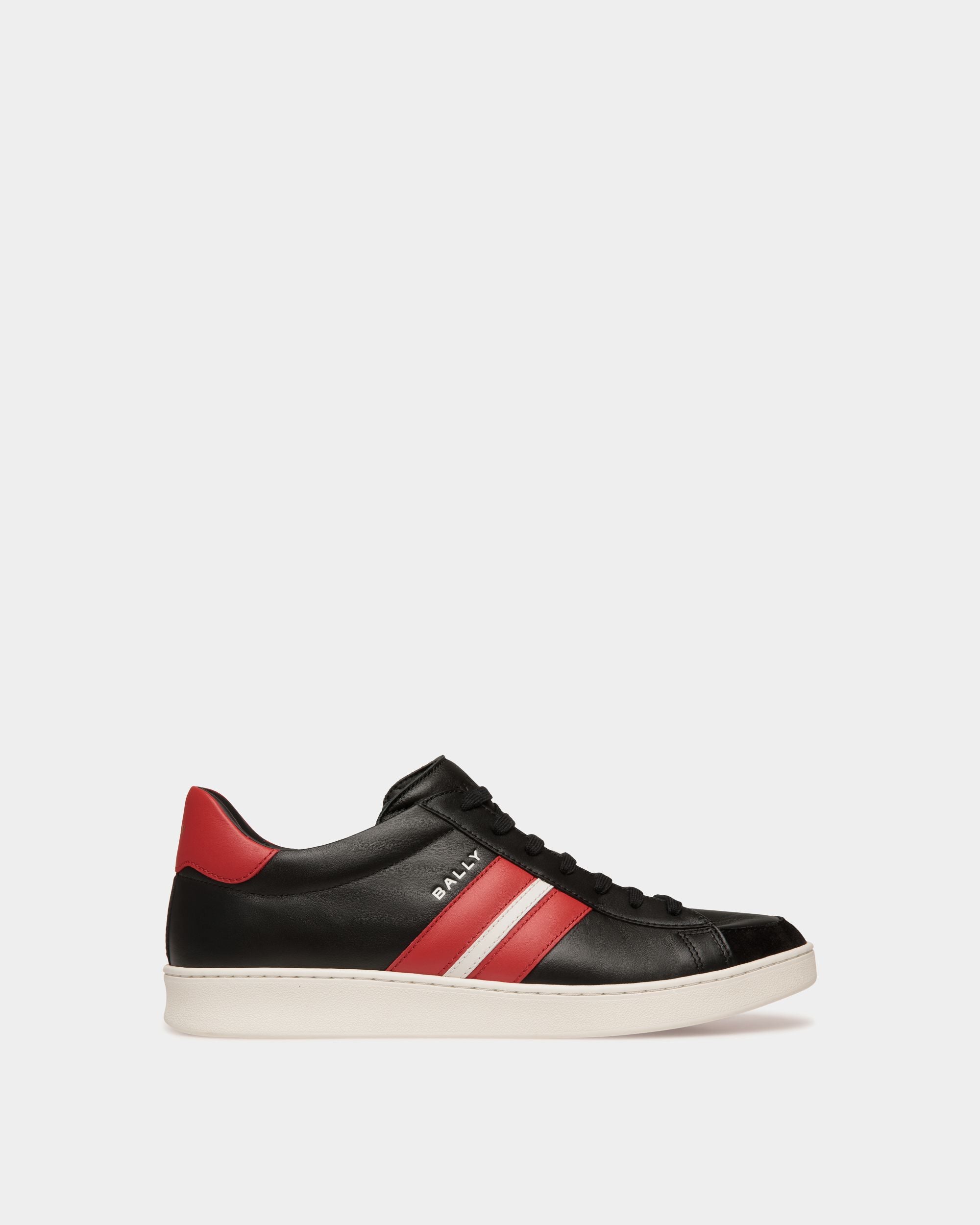 Bally Global - Tennis Sneaker in Black and Candy Red Leather - Black