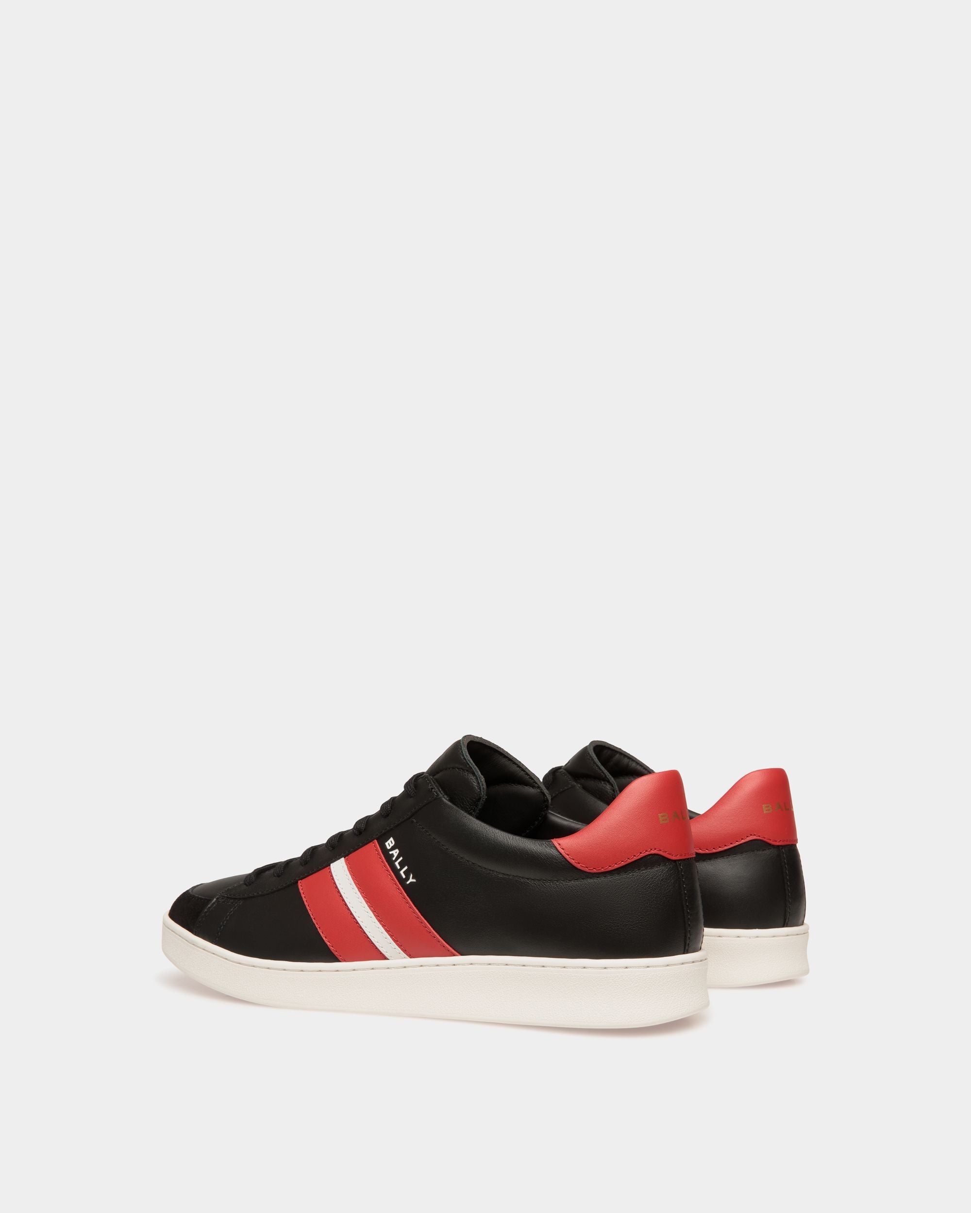Bally Global - Tennis Sneaker in Black and Candy Red Leather - Black