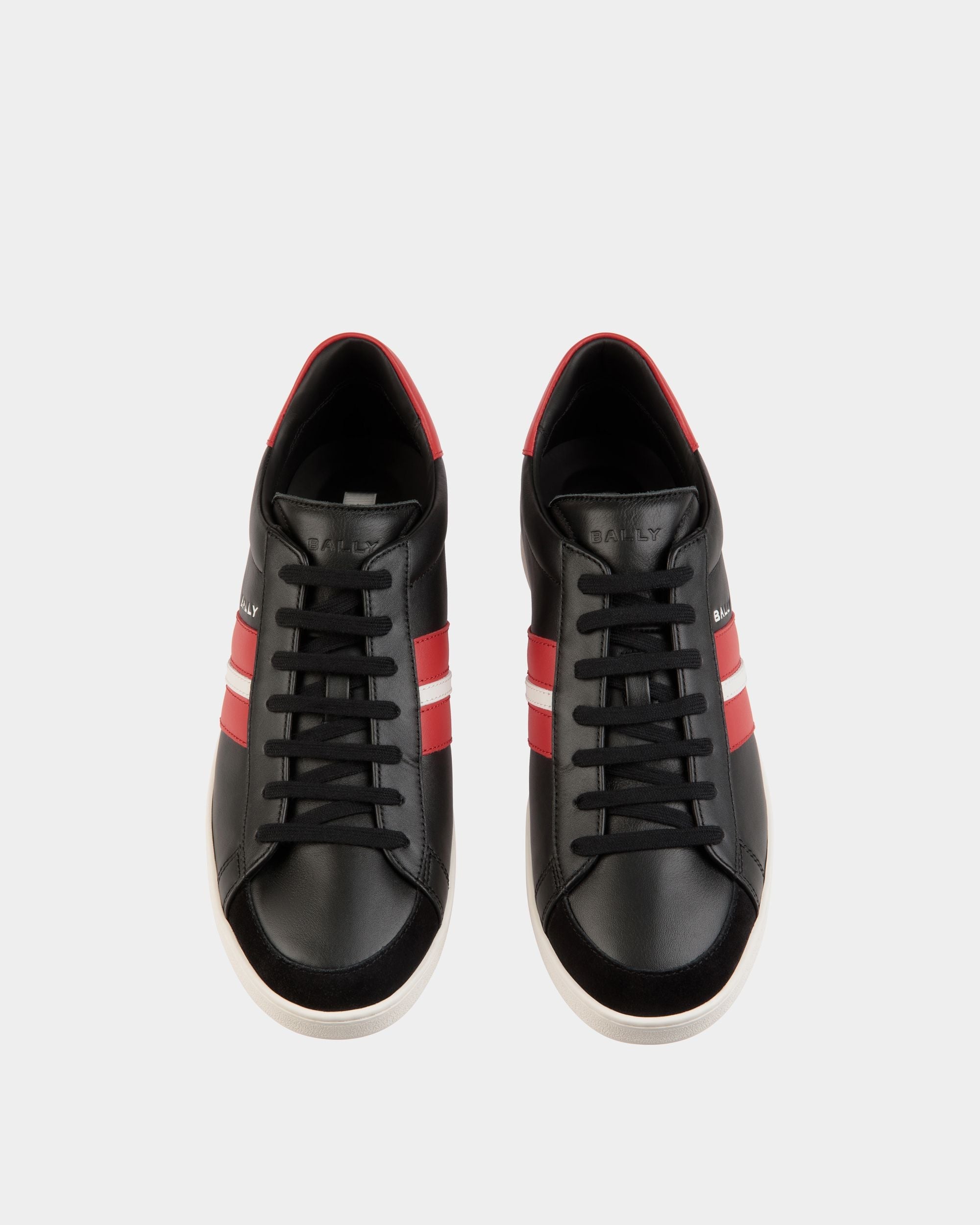 Bally Global - Tennis Sneaker in Black and Candy Red Leather - Black