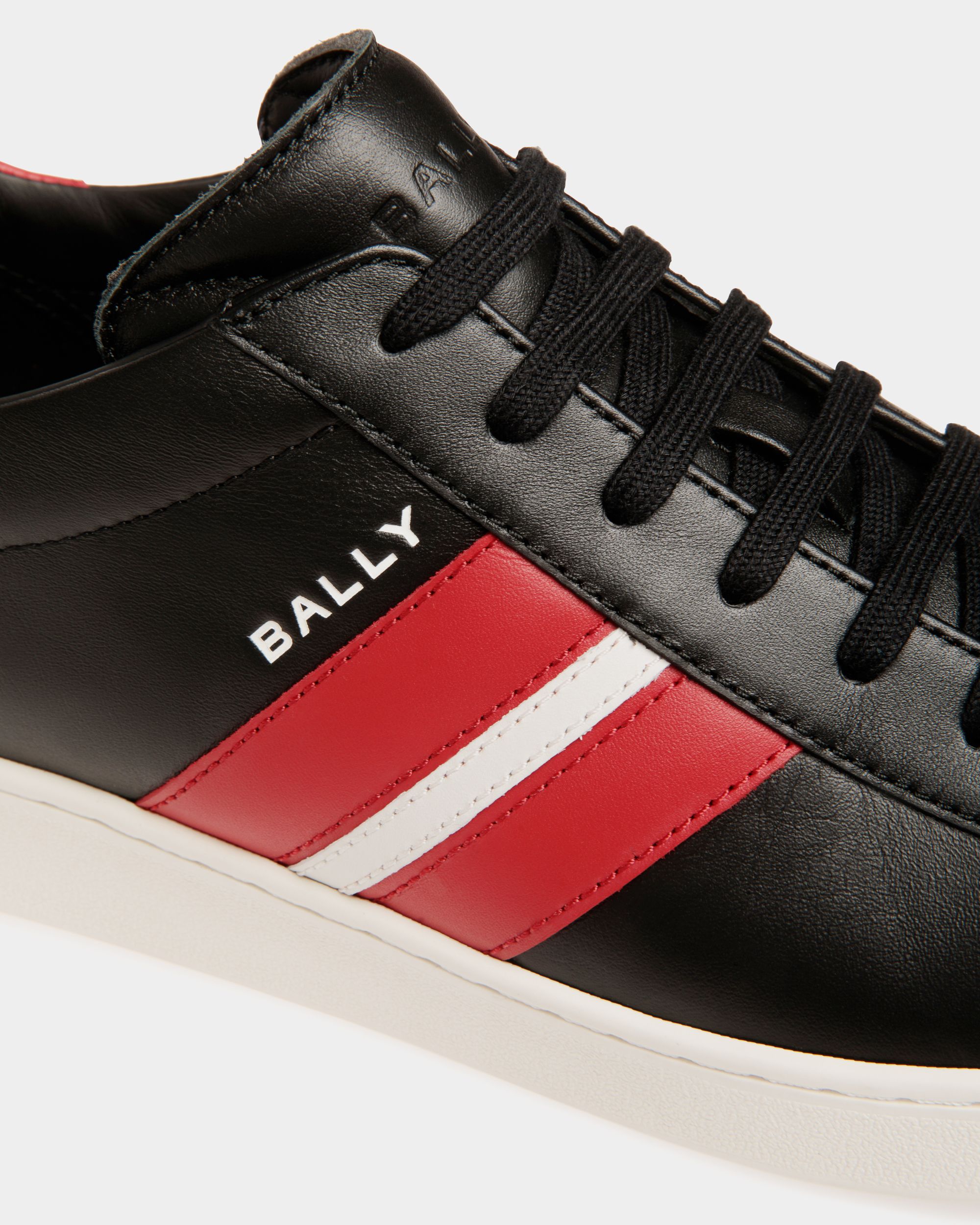 Bally Global - Tennis Sneaker in Black and Candy Red Leather - Black