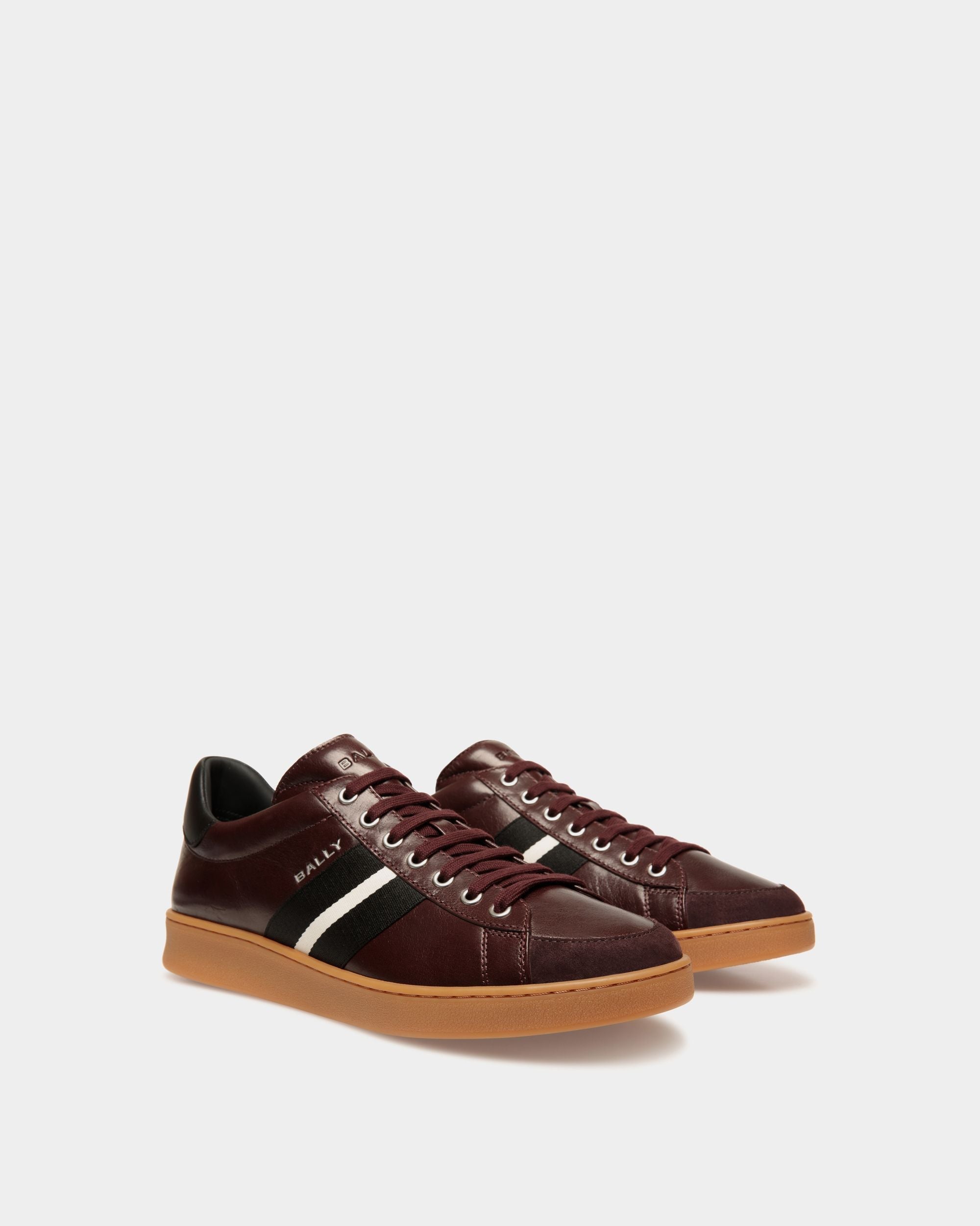 Bally Global - Tennis Sneaker In Deep Burgundy Leather - Burdeos