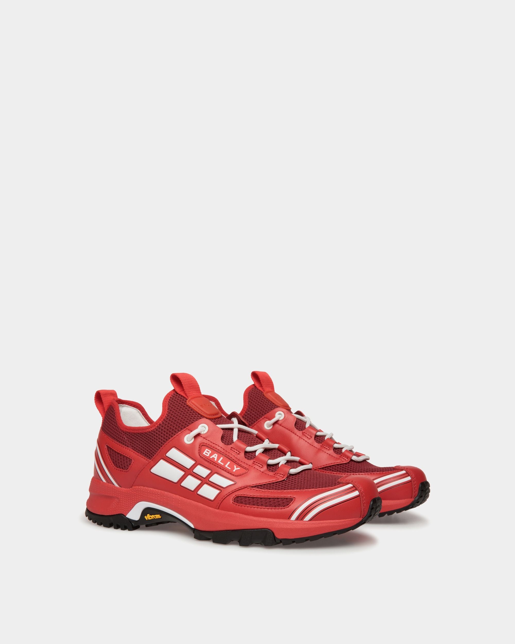 Bally Global - Faster Sneaker in Red Leather and Knit - Red