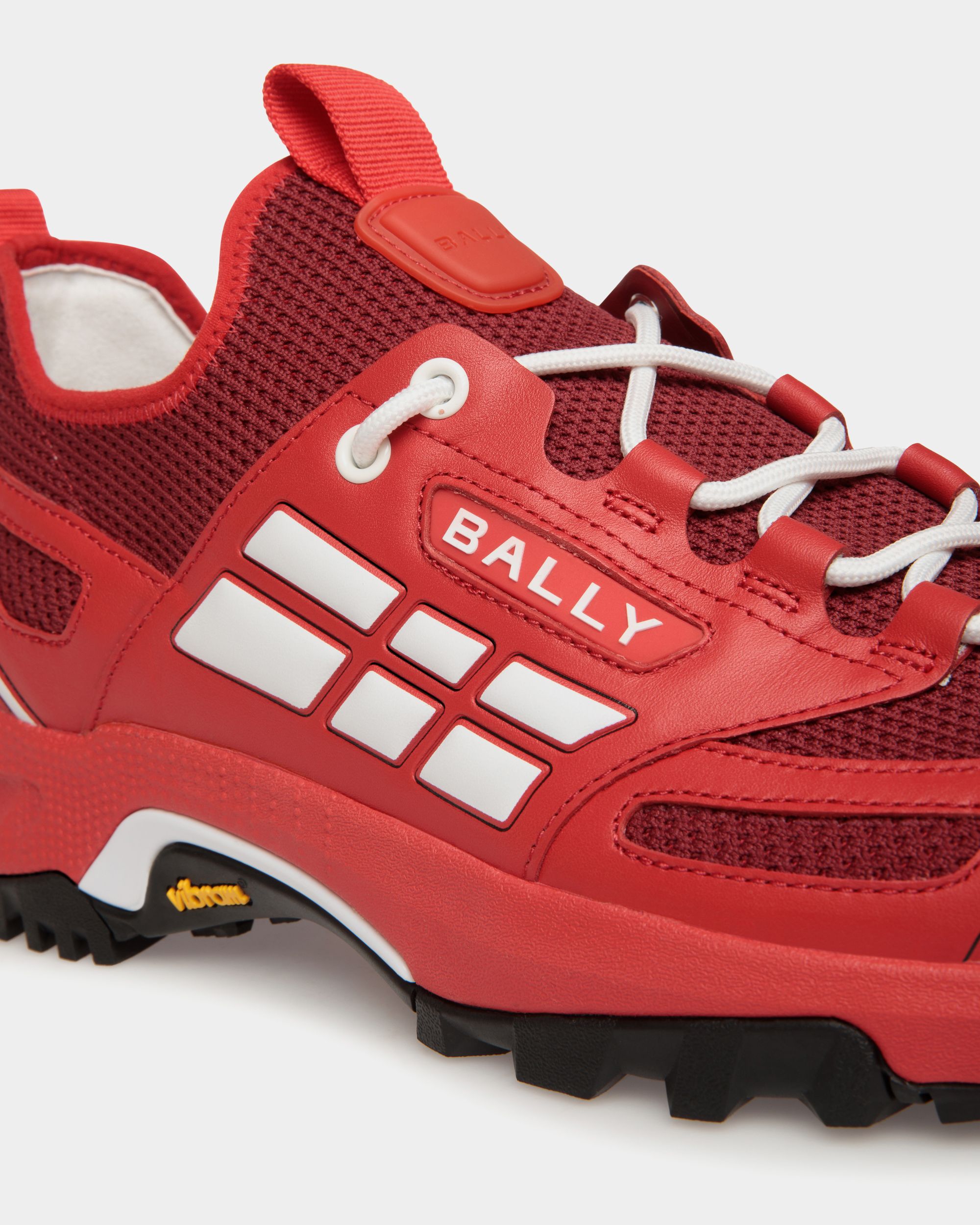 Bally Global - Faster Sneaker in Red Leather and Knit - Red