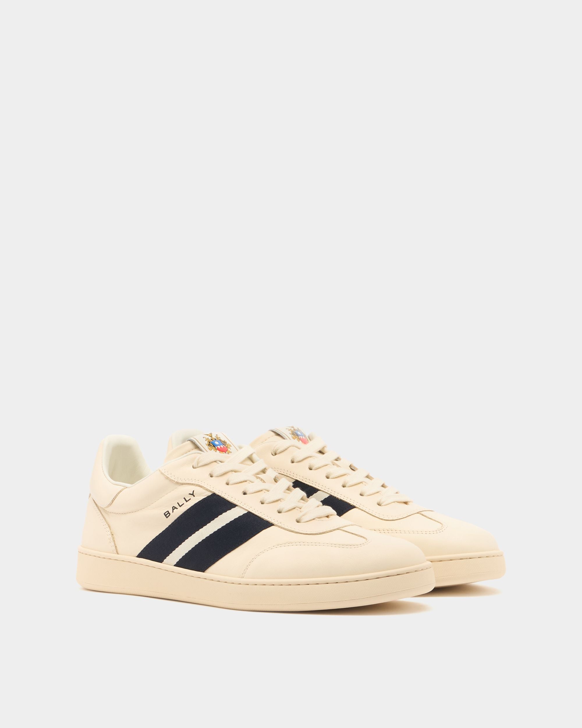 Bally Global - Sneaker Retro Crest In Pelle Bianca - Bianco