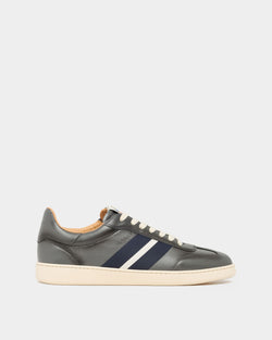 Retro Crest Sneaker in Grey Brushed Leather