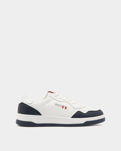 Jasper Sneaker in White and Blue Leather