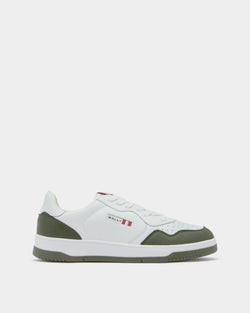 Jasper Sneaker in White and Green Leather