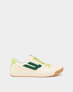 Tennis Collection Sneaker in White and Green Leather