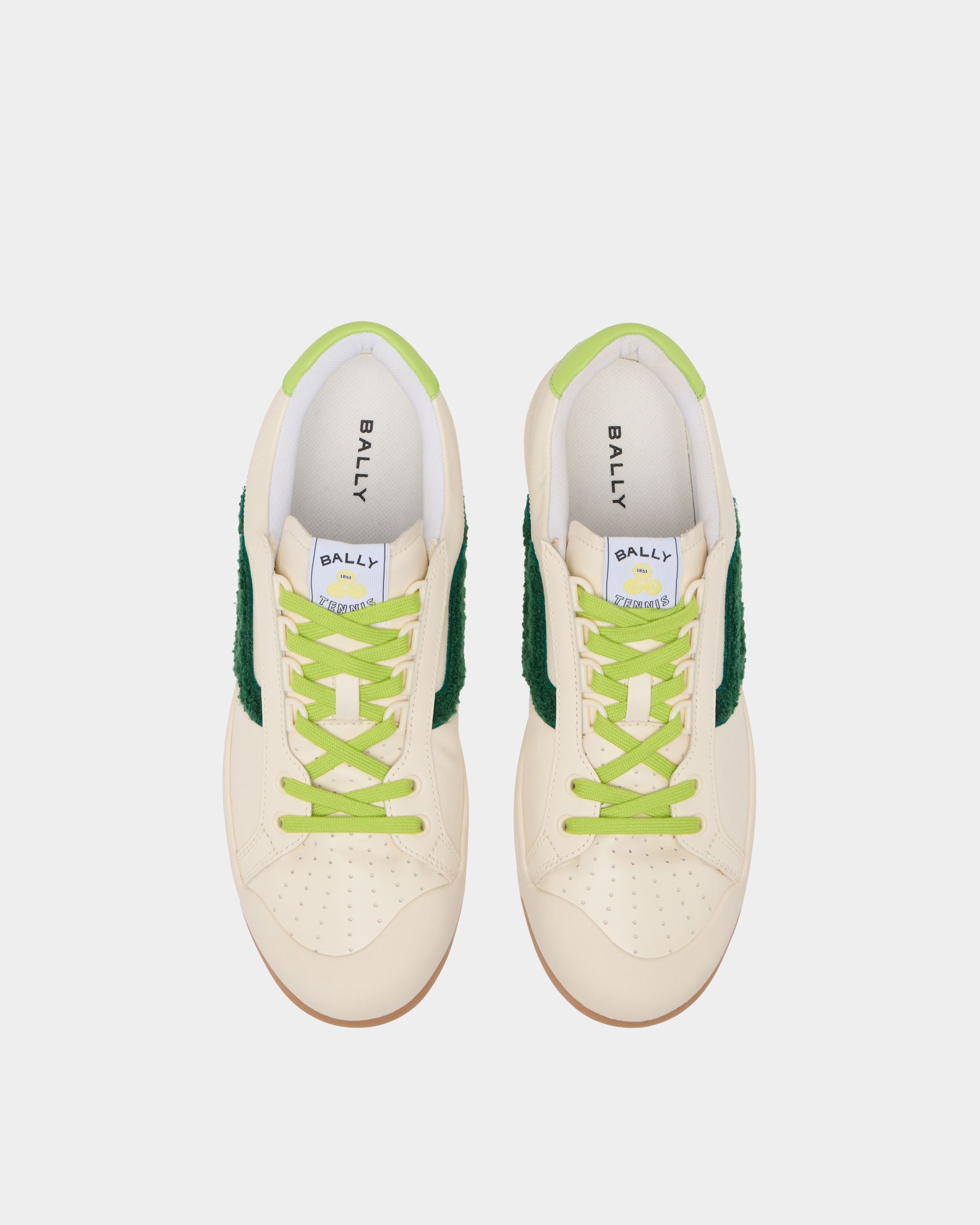 Bally Global - Tennis Collection Sneaker in White and Green Leather - Multicolor