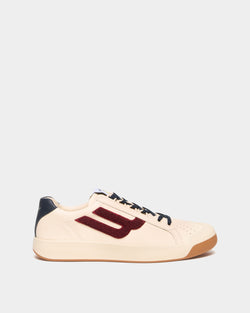 Tennis Collection Sneaker in White and Red Leather