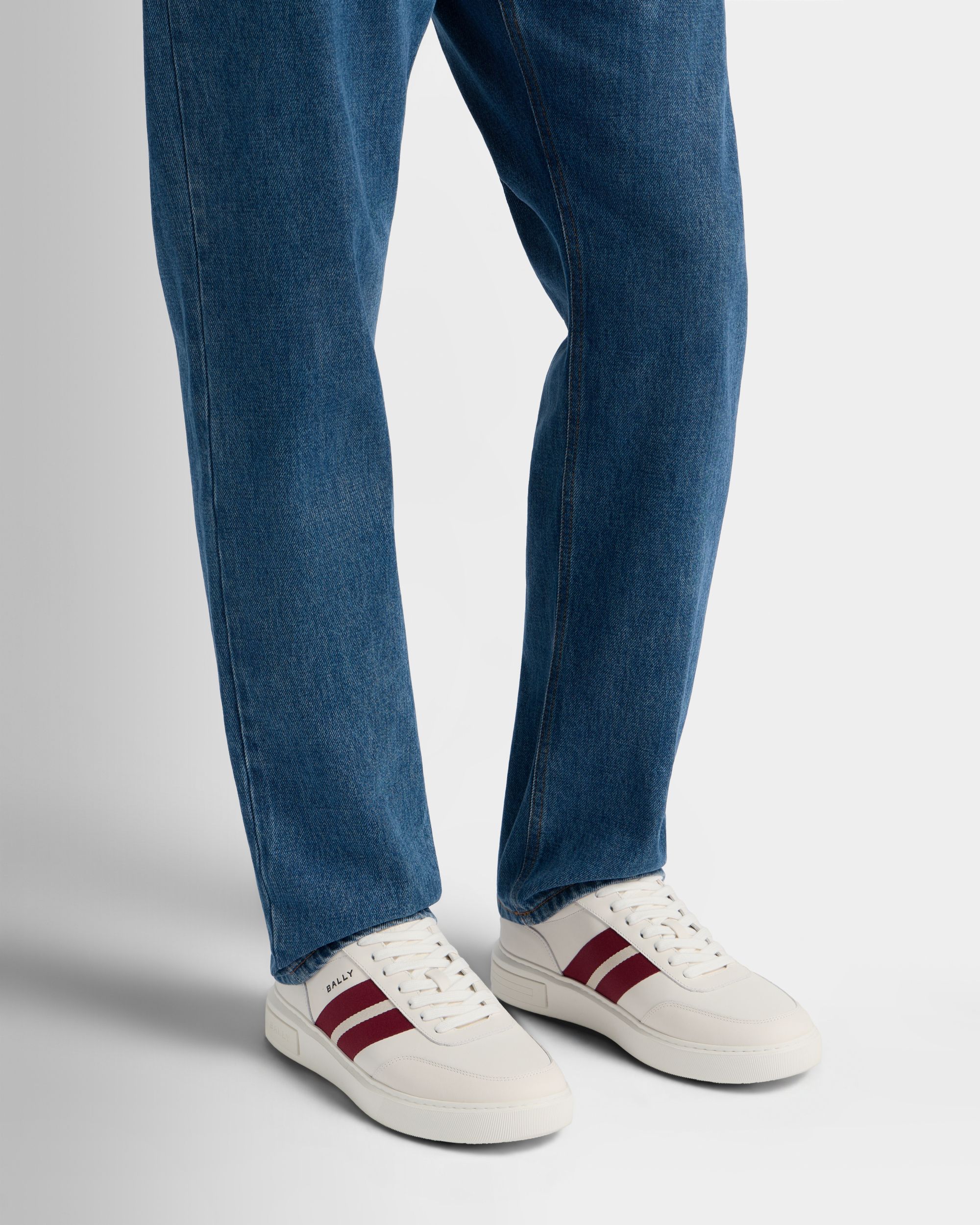 Bally Global - Bally Lift Sneaker in White and Red Leather - White