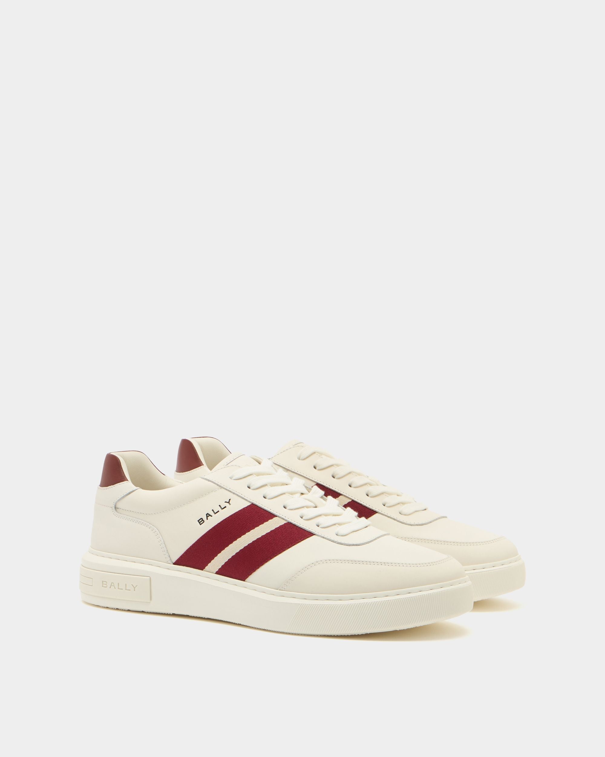 Bally Global - Bally Lift Sneaker in White and Red Leather - White