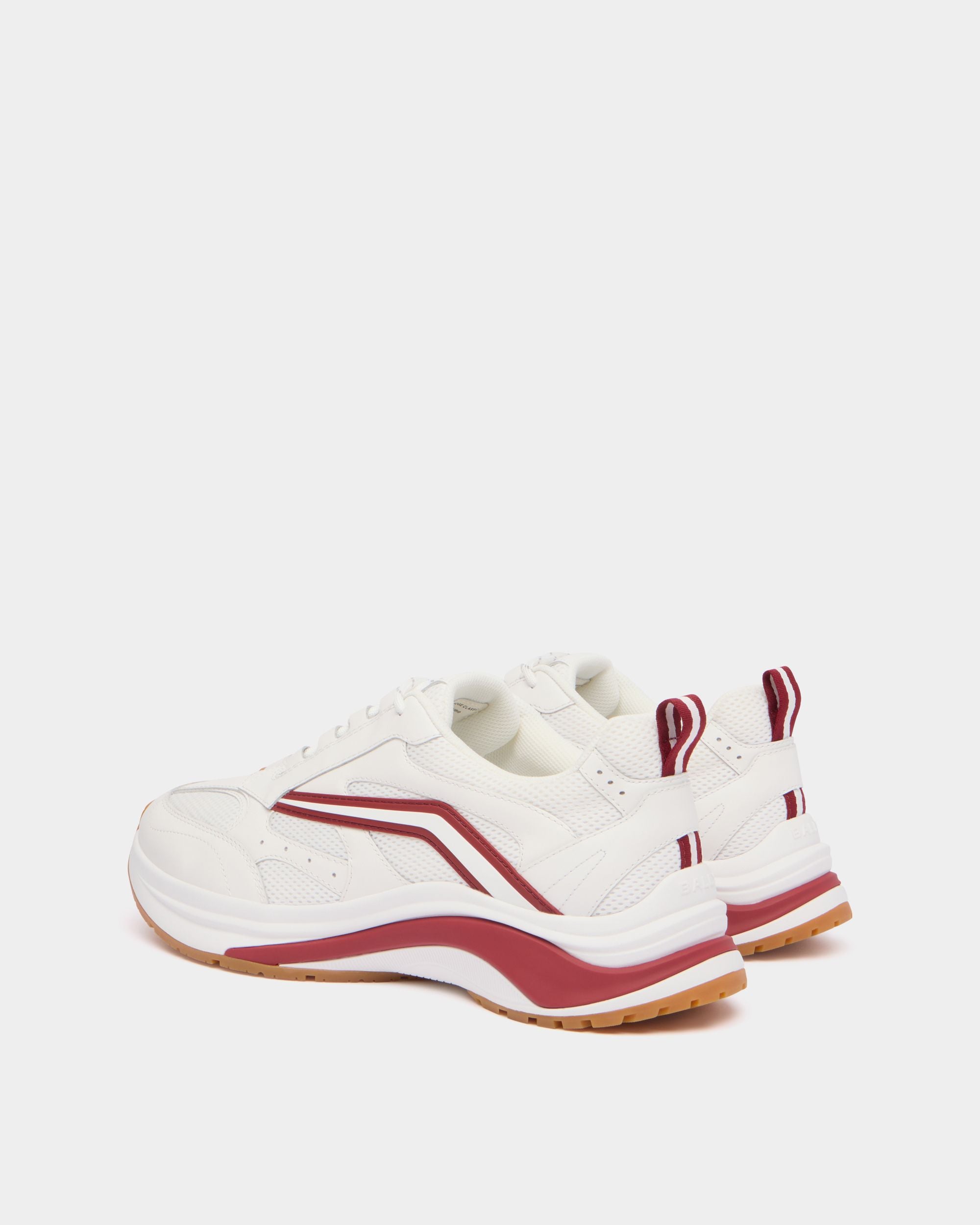 Bally Global - Zapatilla Woge de piel y tela blanca y roja - Blanco