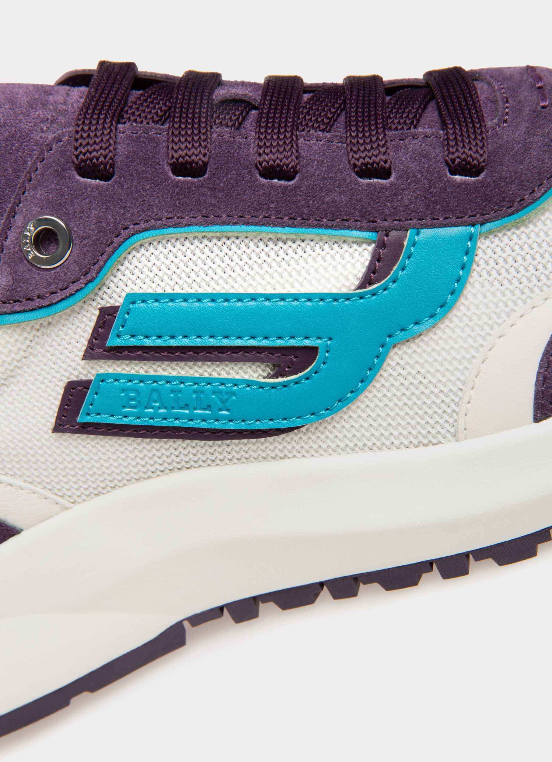 Bally Global - Demmy Mesh & Leather Sneakers In White & Purple - Purple