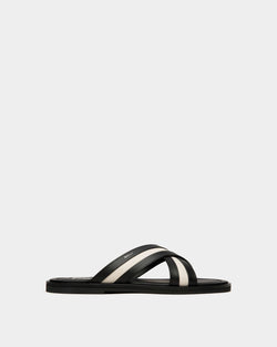 Glide Slip-on Sandal In Black And White Leather