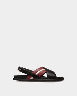 Sandalia Newport De Piel Negra Y Roja