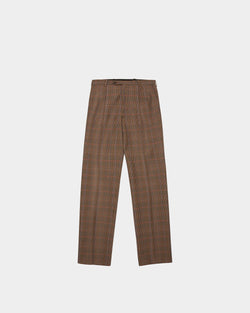 Plaid Tailored Straight Leg Pants In Multicolor Wool