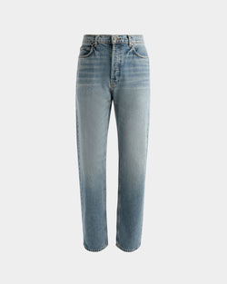 Pantalon Droit En Denim Bleu