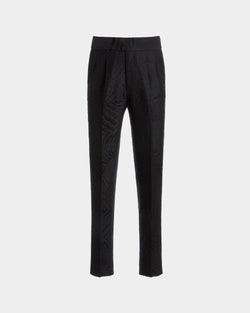 Pants in Black Cotton and Wool