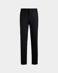 Adrien Brody Travel Collection Pleated Pants In Navy Blue Wool