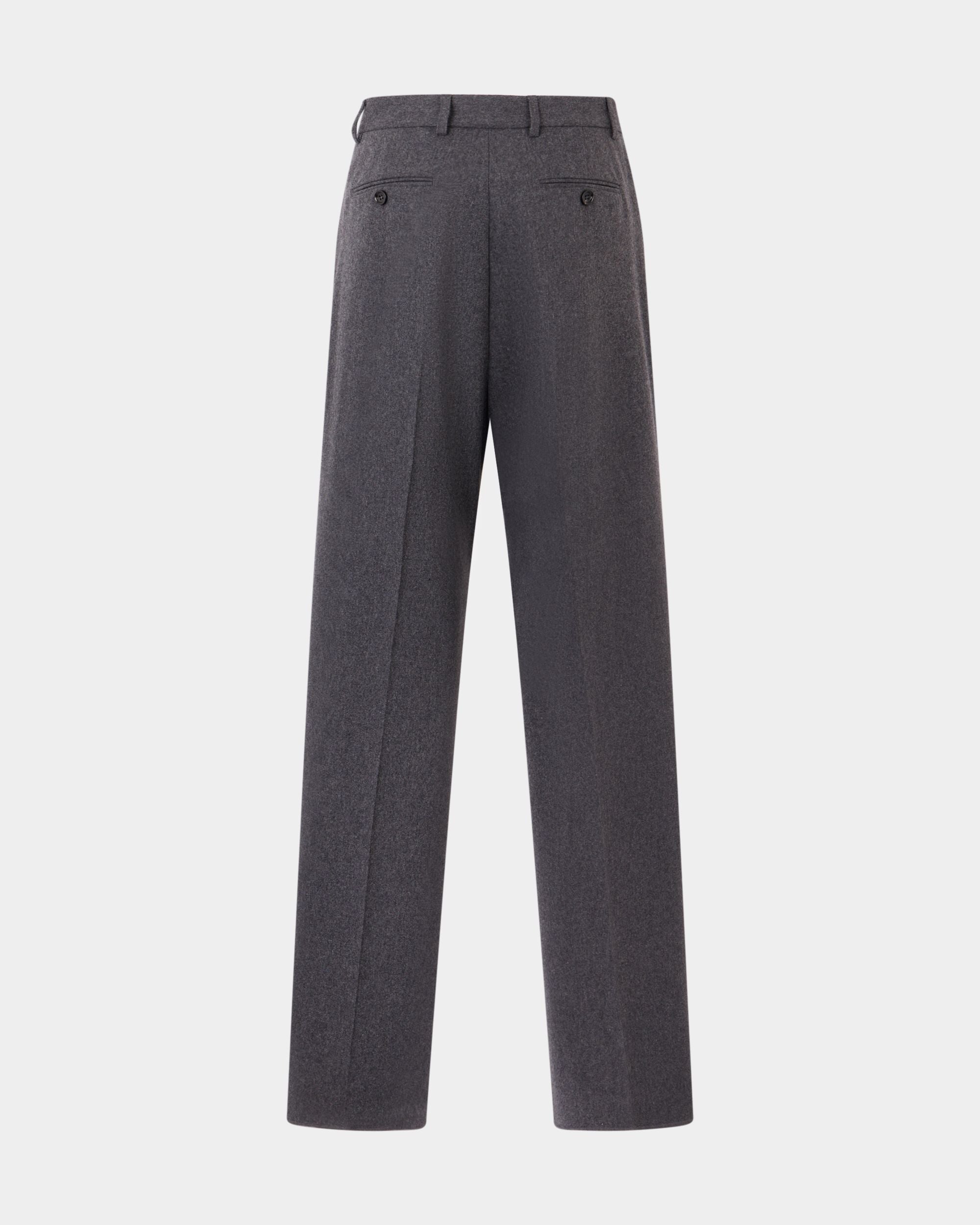 Bally Global - Wide-Leg Pants in a Grey Mélange Wool Blend - Grey