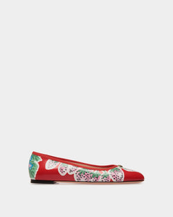 Ballyrina Flat in Strawberry Print Brushed Leather
