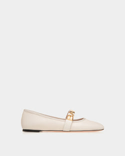 Ballyrina Flat in White Leather