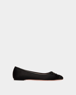 Ballyrina Flat In Black Fabric And Leather
