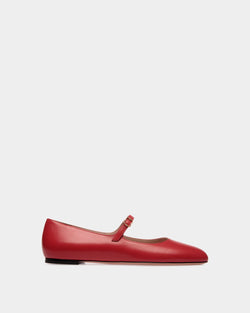 Chaussure Plate Ballyrina En Cuir Candy Red