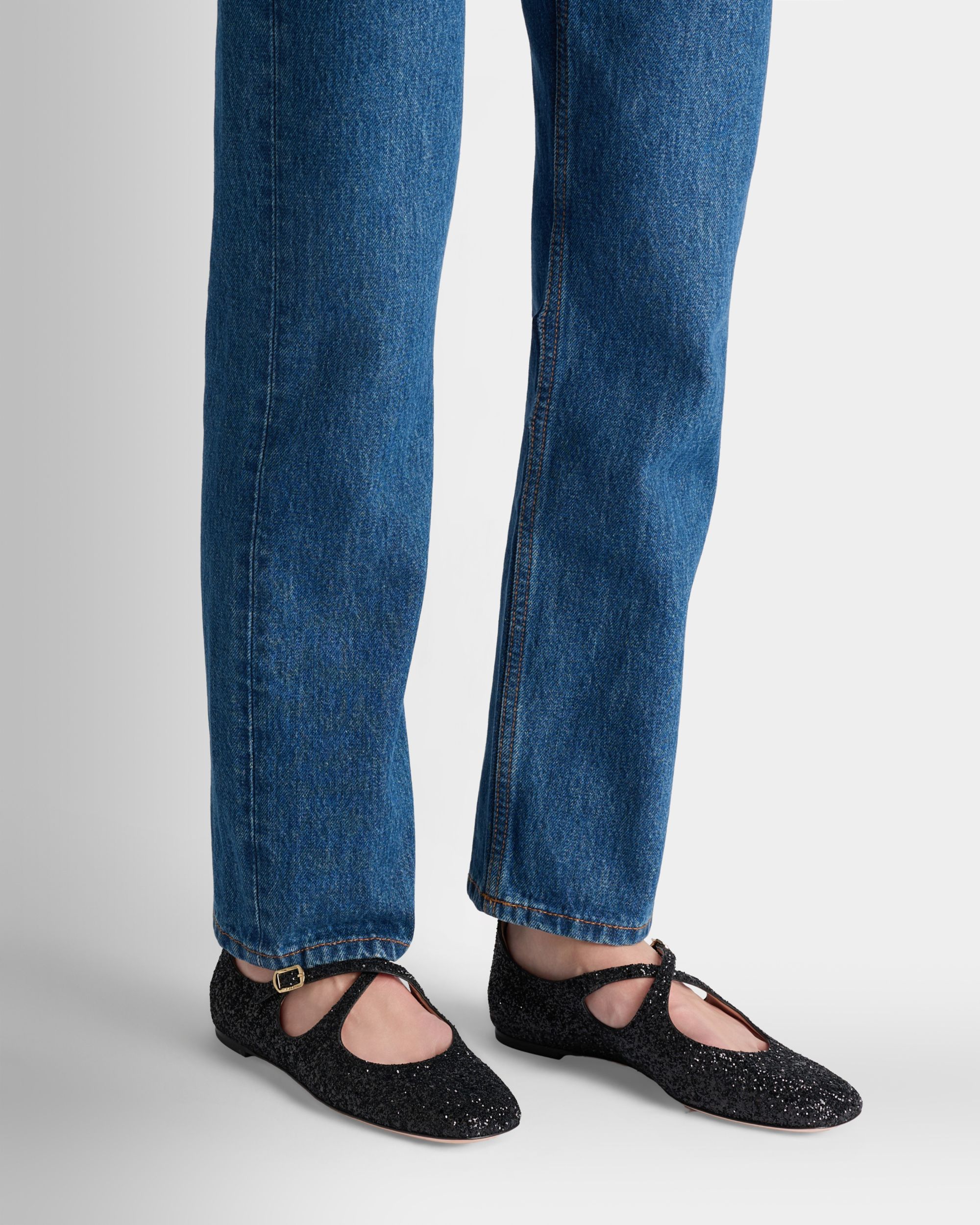 Bally Global - Zapato Plano Ballyrina Con Purpurina Negra - Negro