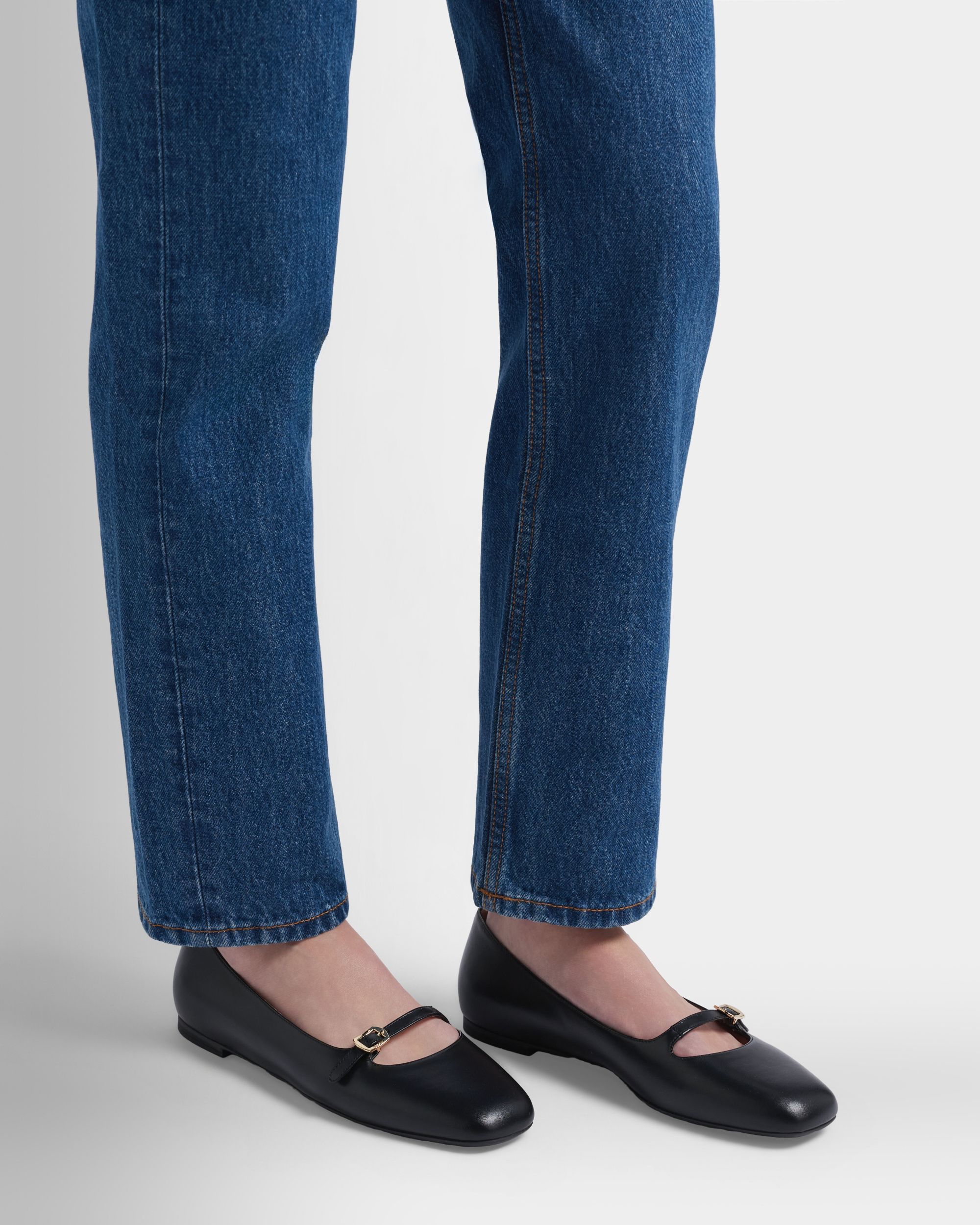 Bally Global - Flache Ballyrina Mary-Janes aus schwarzem Leder - Black