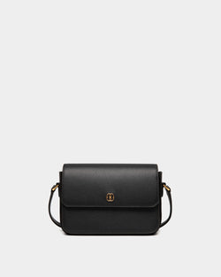 Emblem Small Crossbody Bag In Black Grained Leather