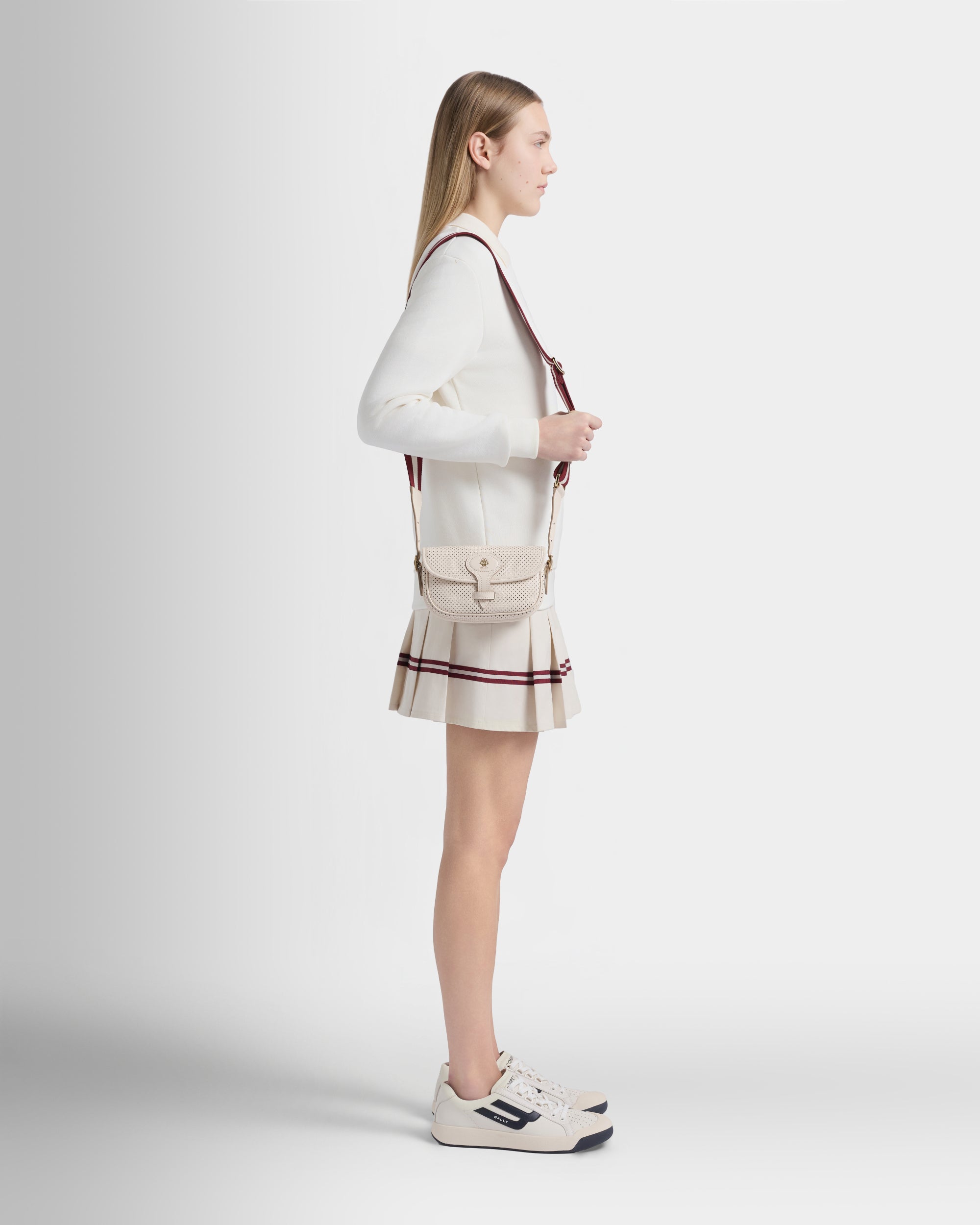 Bally Global - Beckett Minibag in Ivory Perforated Leather - White