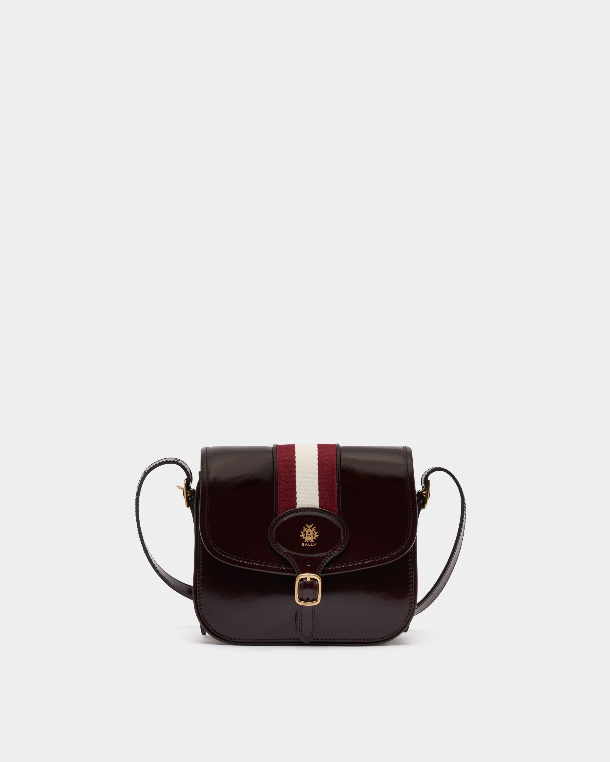 Bally Global - Beckett Small Crossbody Bag in Deep Burgundy Brushed Leather With a Bally Ribbon - Burgundy
