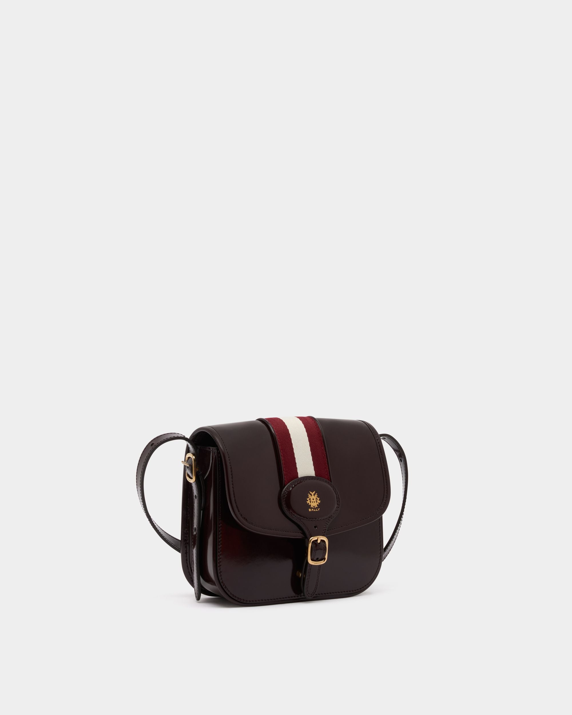 Bally Global - Beckett Small Crossbody Bag in Deep Burgundy Brushed Leather With a Bally Ribbon - Burgundy