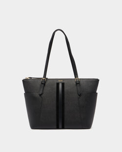 Tote Bag in Black Embossed Leather With a Bally Ribbon