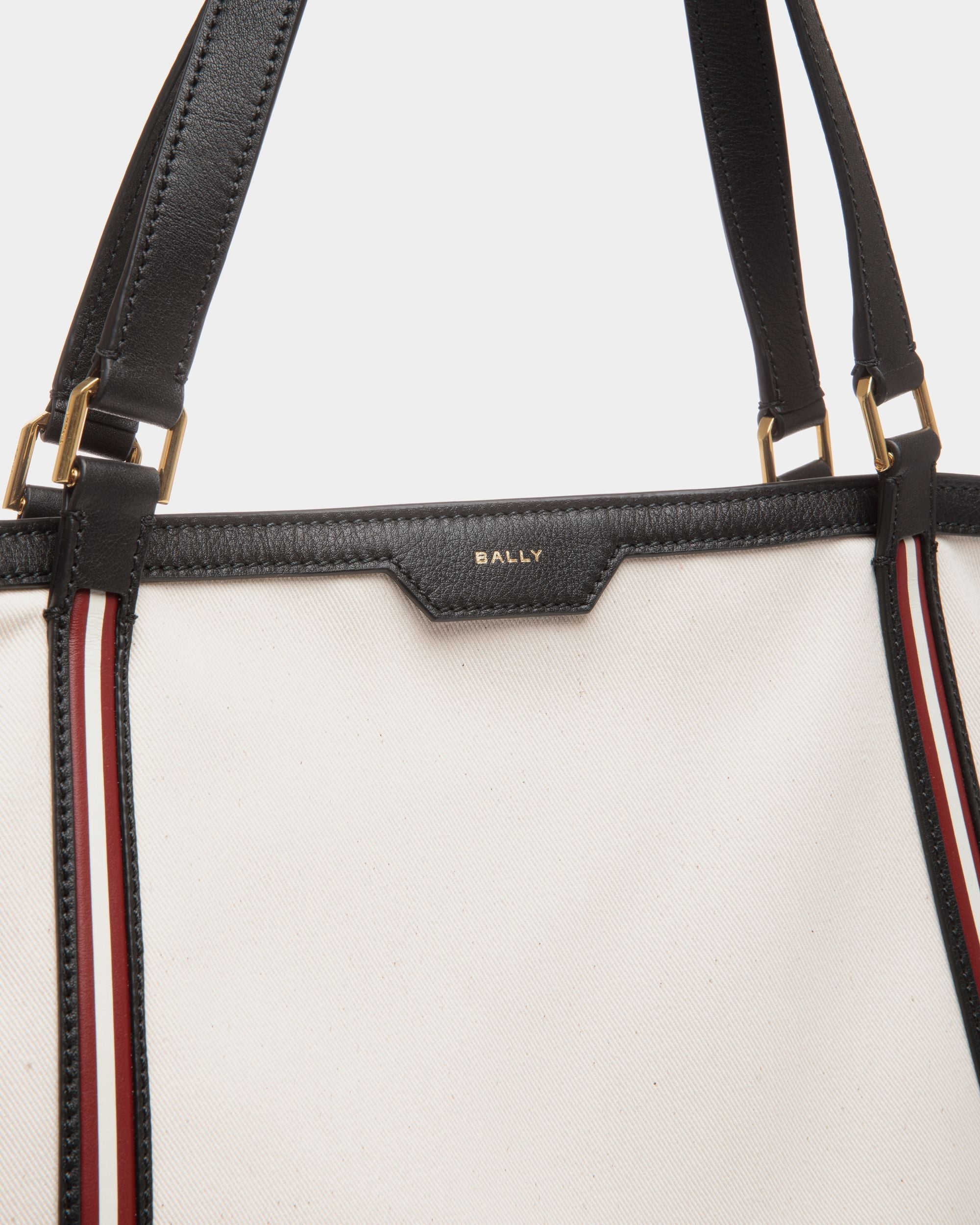 Women's White Code Tote Bag In White Fabric | Bally Global US