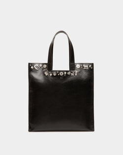 Bolso Tote Easy Bally De Piel Negra Con Tachuelas